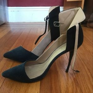 Navy High Heels - ankle strap - Vera Pelle